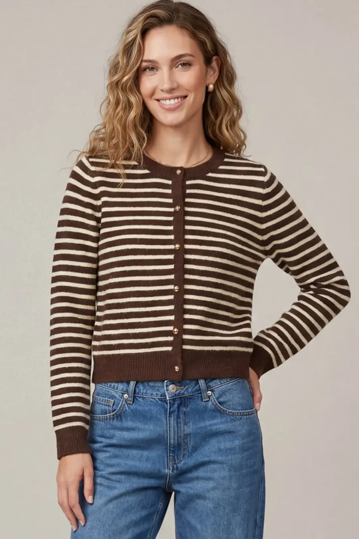 Striped Gold Button Cardigan