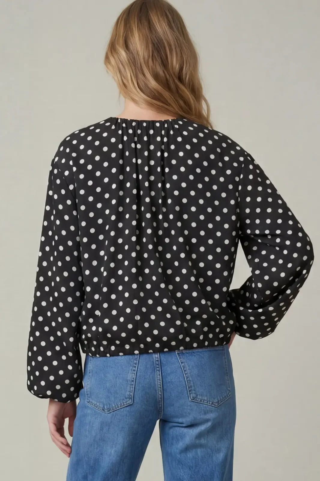 Polka Dot Zip Up Satin Jacket - High Call Outfitters