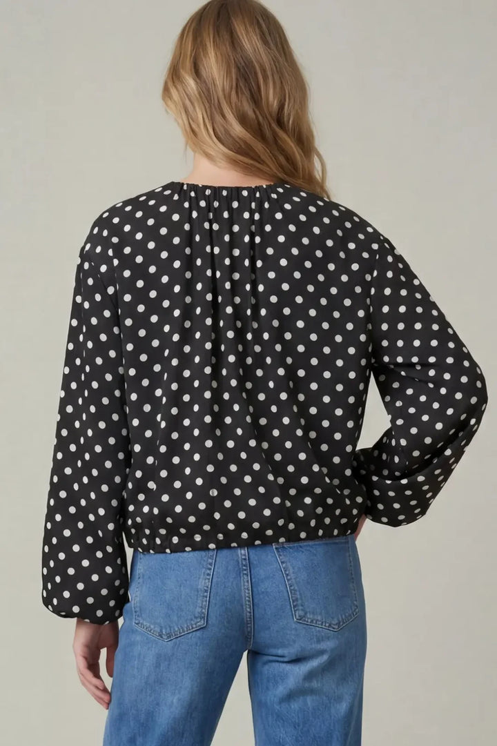 Polka Dot Zip Up Satin Jacket - High Call Outfitters