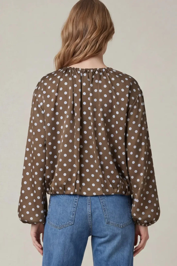 Polka Dot Zip Up Satin Jacket