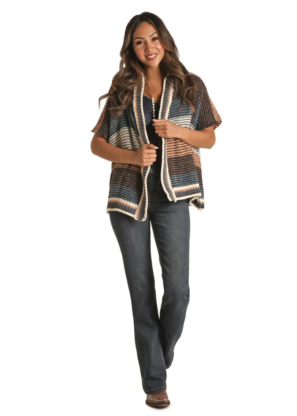 Open Front Stripe Kimono Sweater from Rock & Roll Cowgirl - High Call Outfitters