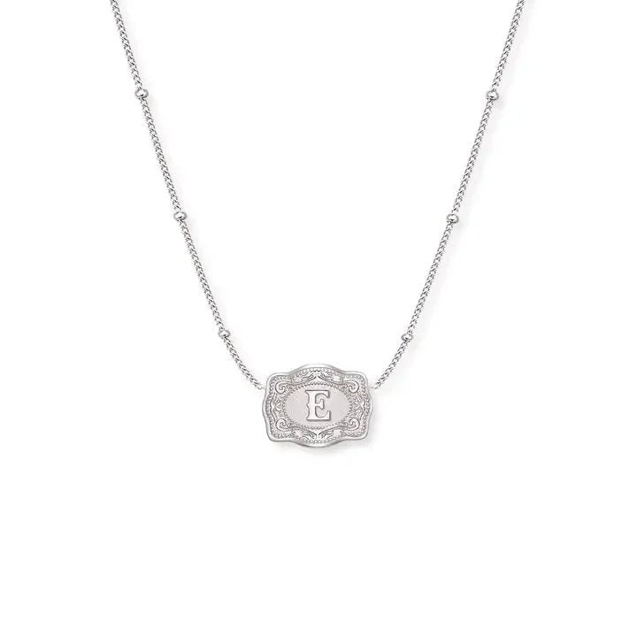 SpurWest Ultra Mini Belt Buckle Necklace (Initial) - Silver - High Call Outfitters