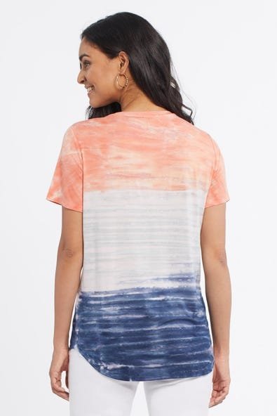 Tri Color Short Sleeve Top from Tribal - High Call Outfitters