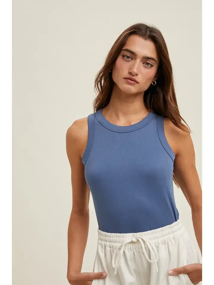 Crew Neck Ribbed Tank Top