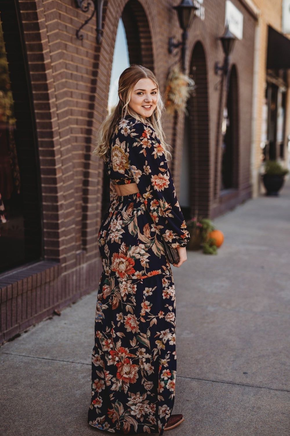 Floral Waist Cut Out Midi Dress from She & Sky - High Call Outfitters