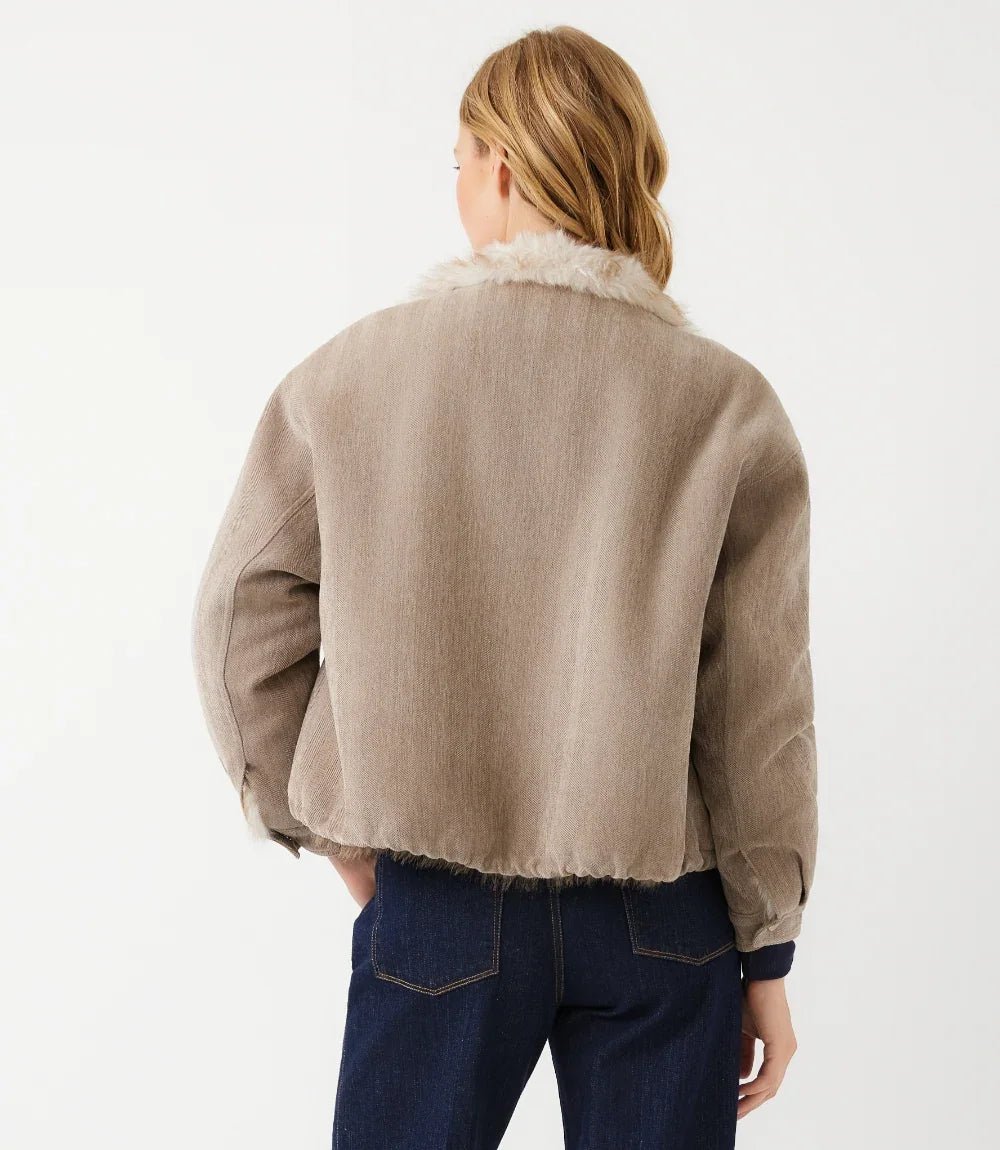 The Faux Fur Trim Bomber Jacket from Karen Kane - High Call Outfitters