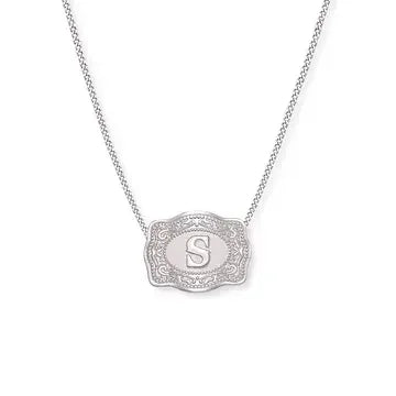 SpurWest Mini Belt Buckle Necklace (Initial) - Silver