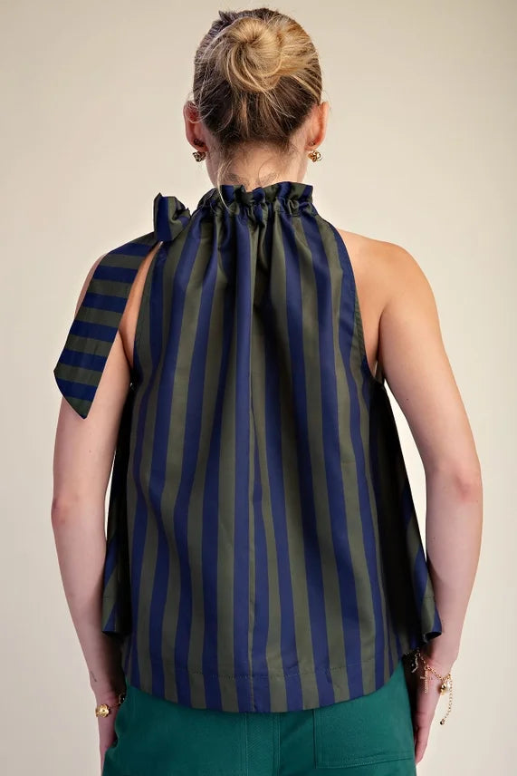 Ruffle Neck Tie Sleeveless Top