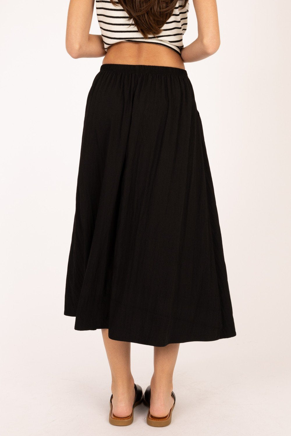 Elastic Waist Flare Skirt