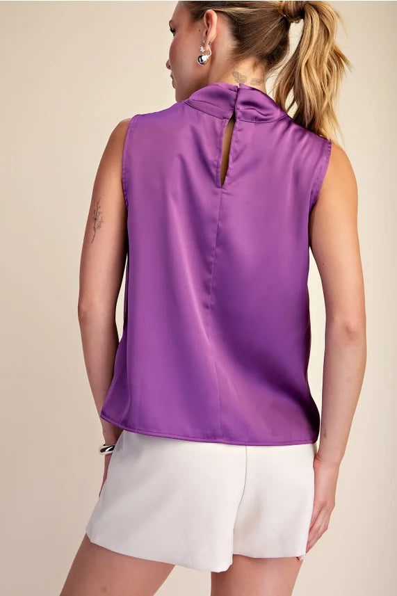 Mock Neck Sleeveless Top