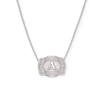 SpurWest Mini Belt Buckle Necklace (Initial) - Silver