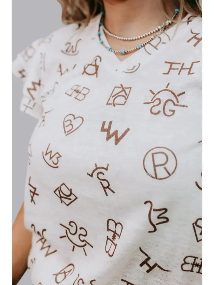 Ruffle Sleeve Branded Top