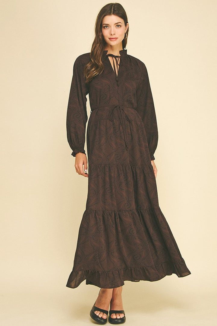 Paisley Print Tiered Maxi Dress - High Call Outfitters