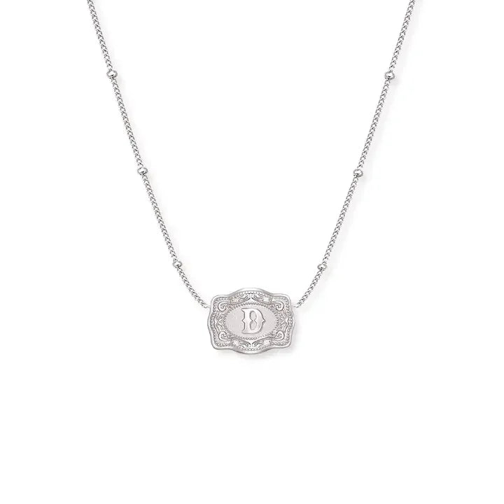 SpurWest Ultra Mini Belt Buckle Necklace (Initial) - Silver - High Call Outfitters