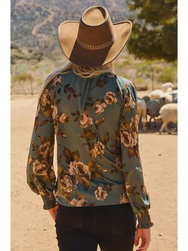 Floral Smocked Long Sleeve Top