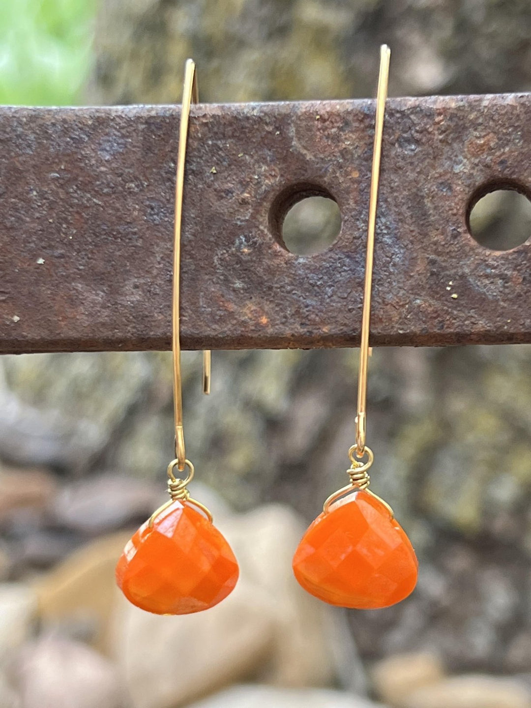Faceted crystal briolette on elongated V - hook Earring from Julio - High Call Outfitters