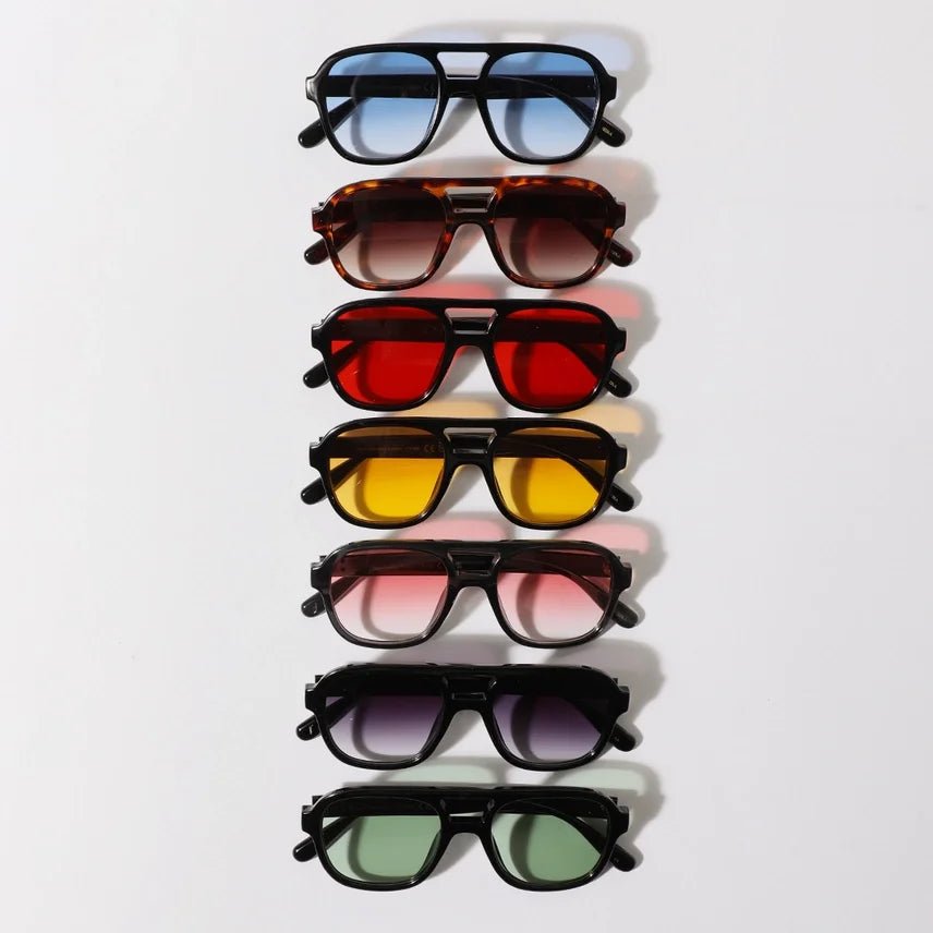 Retro Square Aviator Colored Sunglasses - High Call Outfitters