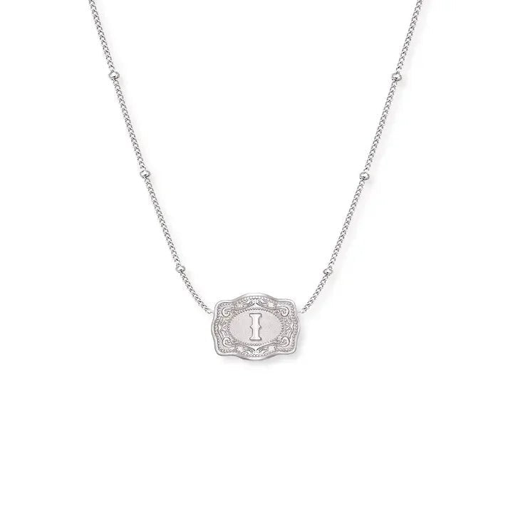 SpurWest Ultra Mini Belt Buckle Necklace (Initial) - Silver - High Call Outfitters
