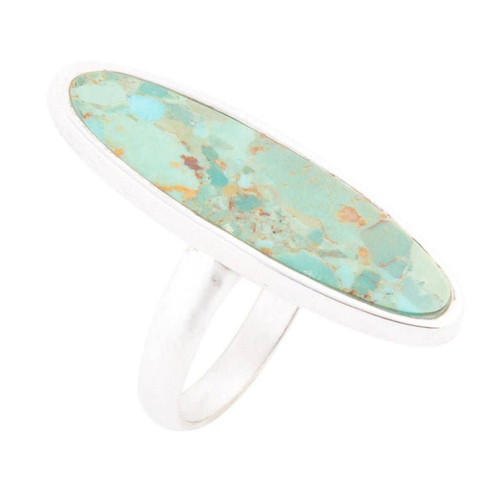 Pueblo Blue Turquoise and Sterling Silver Oval Ring from Barse