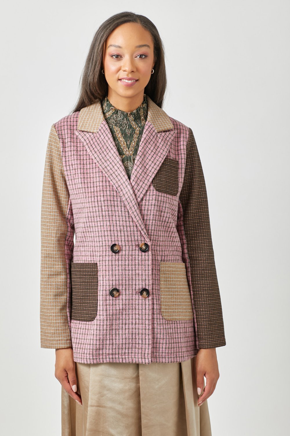 Mixed Plaid Blazer from Mystree