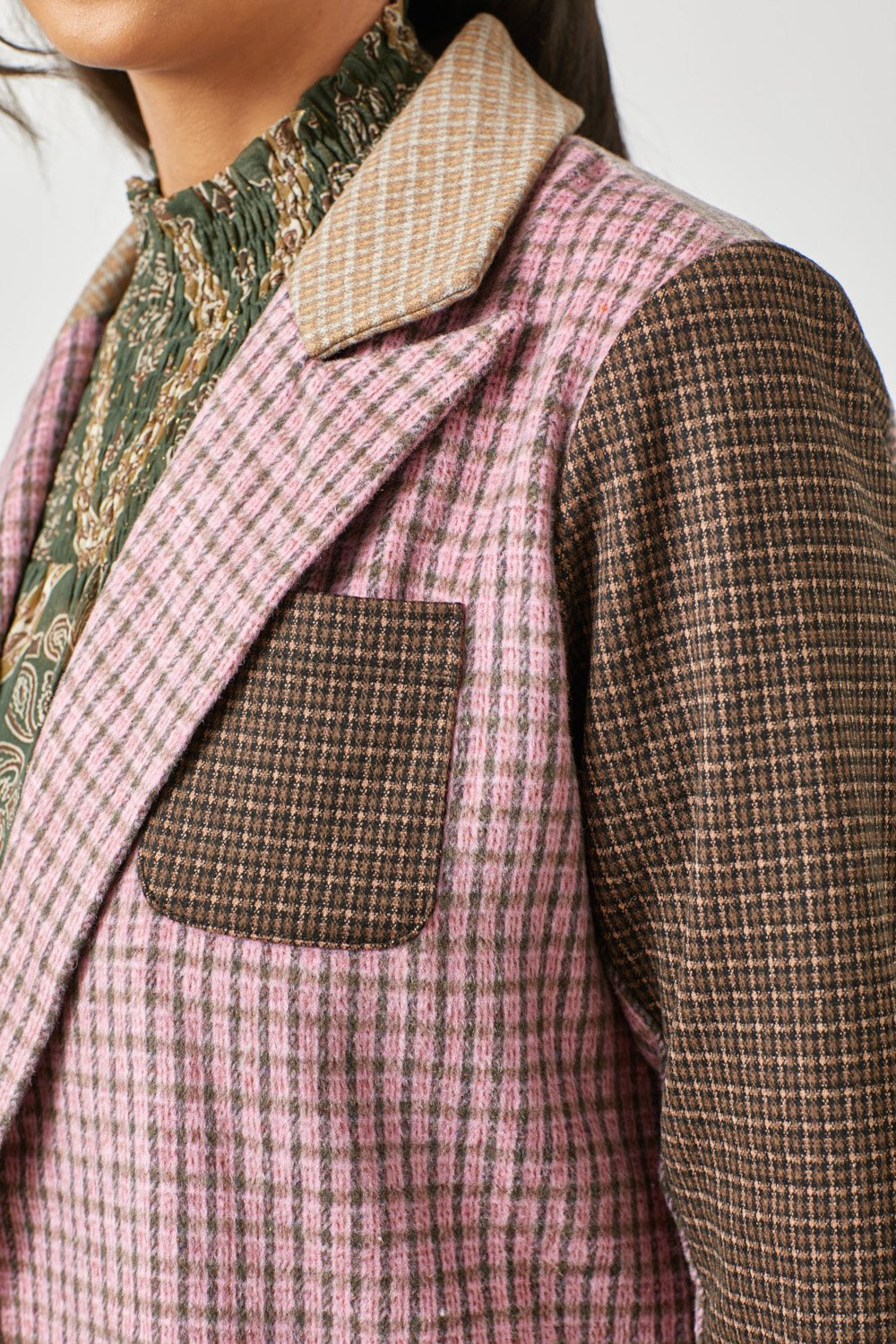 Mixed Plaid Blazer from Mystree - High Call Outfitters