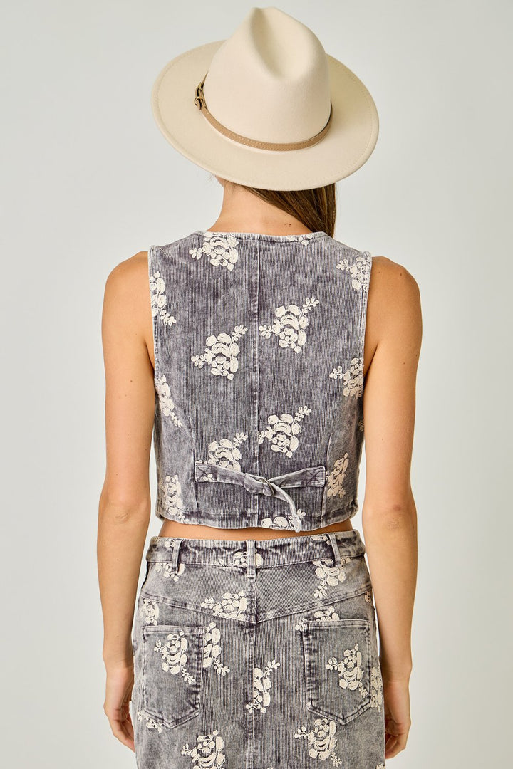 Corduroy Embroidered Vest