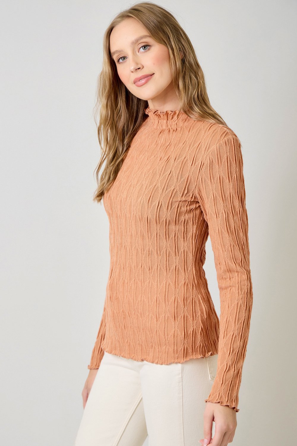 Lettuce Edge Textured Knit Top - High Call Outfitters
