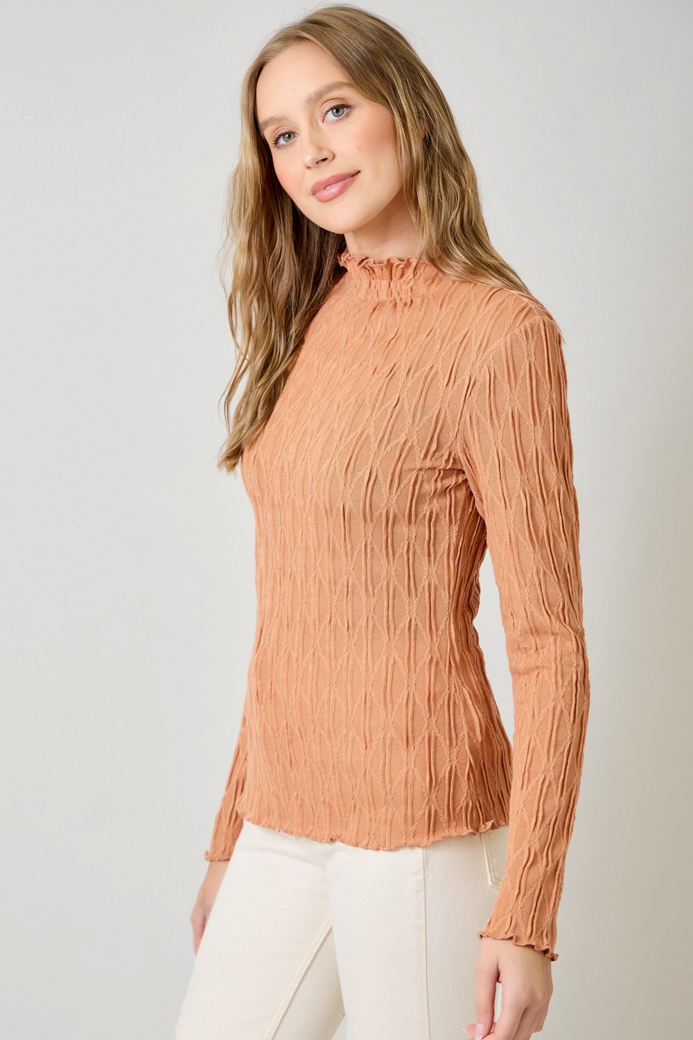 Lettuce Edge Textured Knit Top