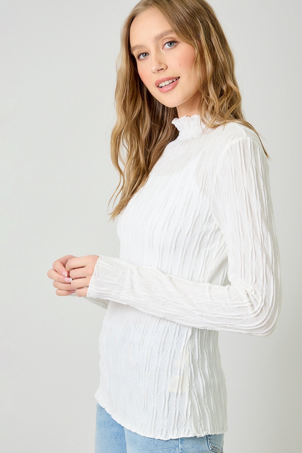 Lettuce Edge Textured Knit Top - High Call Outfitters