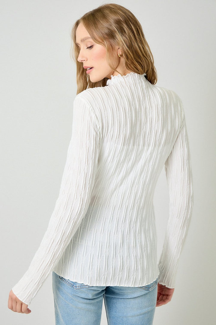Lettuce Edge Textured Knit Top