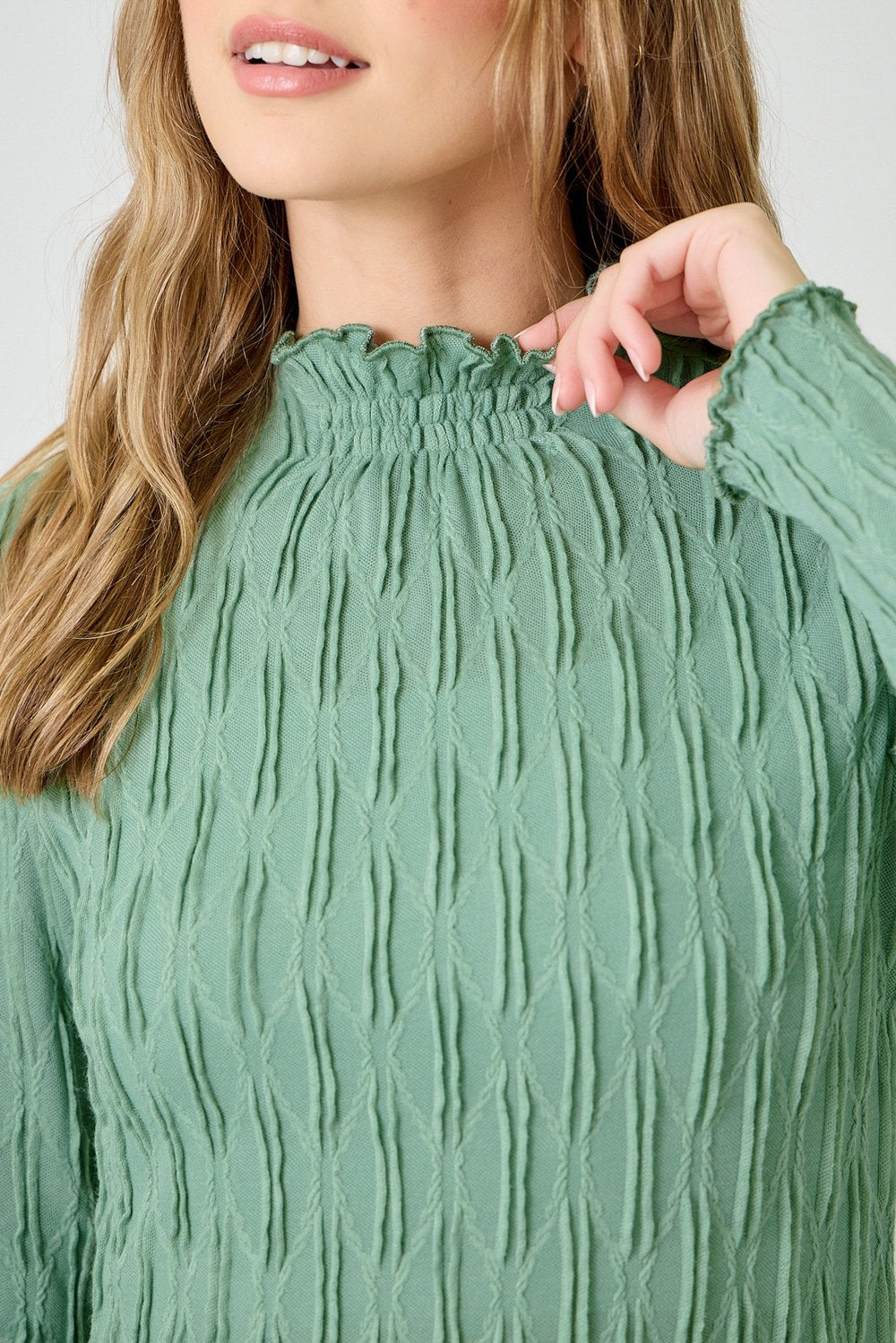 Lettuce Edge Textured Knit Top