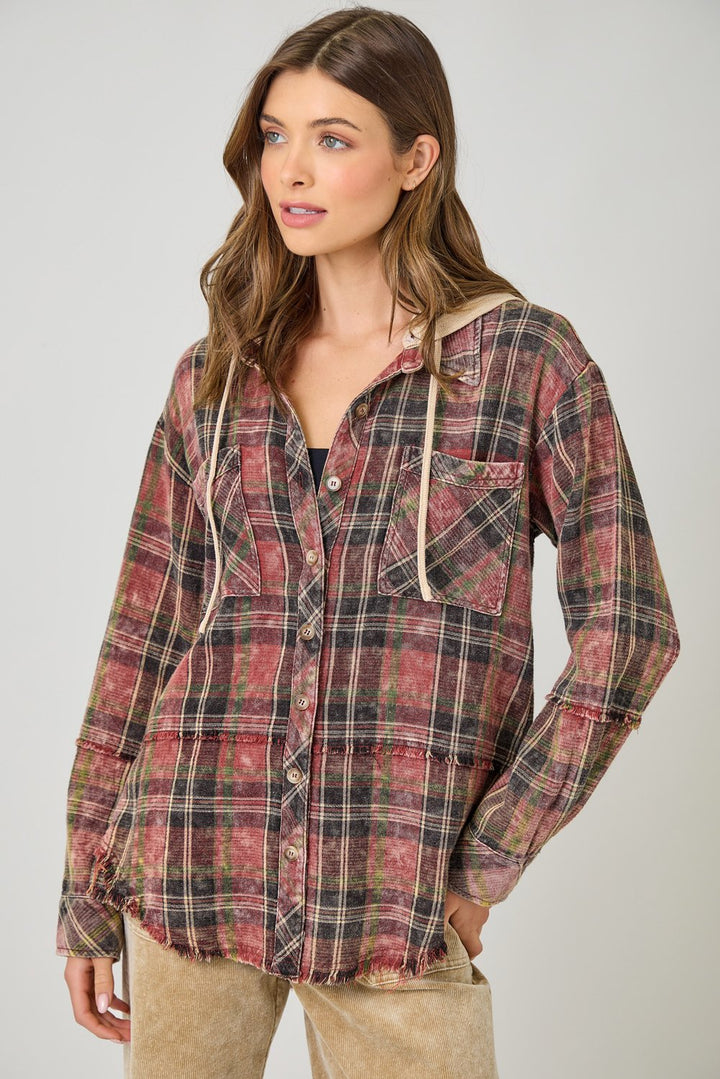 Washed Plaid Shacket