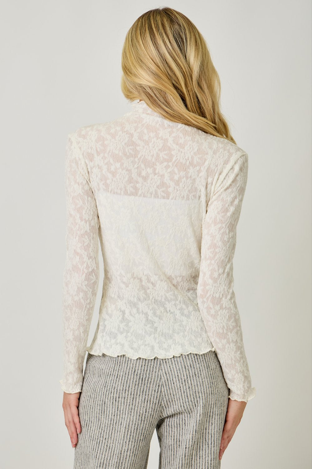 Lettuce Edge Textured Knit Top