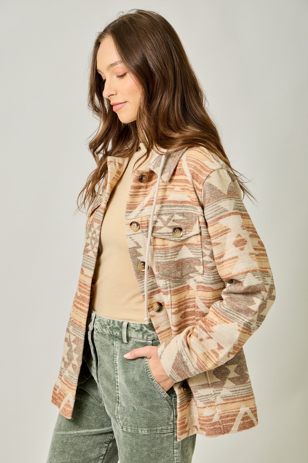 Aztec Hooded Shacket