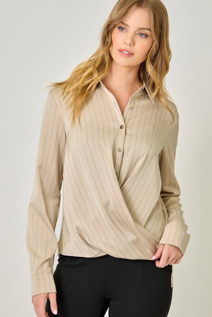 Twisted Hem Stripe Shirt - High Call Outfitters