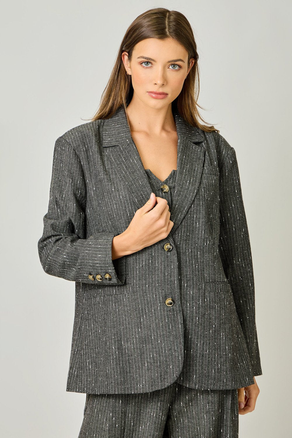 Double Breasted Sparklet Stripe Blazer - High Call Outfitters