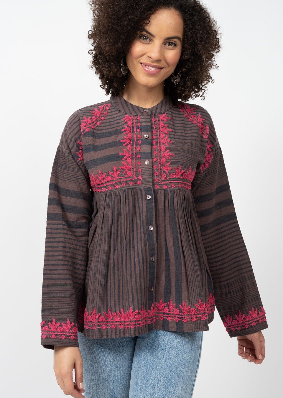 Boucle Embroidered Stripe Jacket from Ivy Jane - High Call Outfitters
