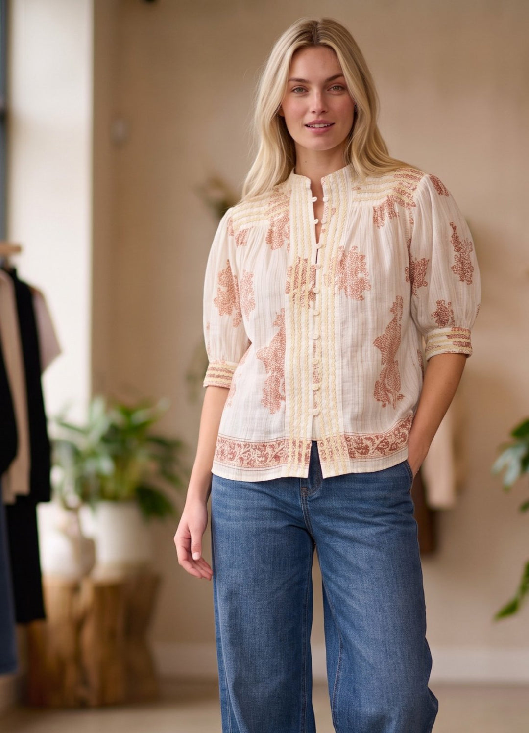 Metallic Trim Paisley Top from Ivy Jane - High Call Outfitters