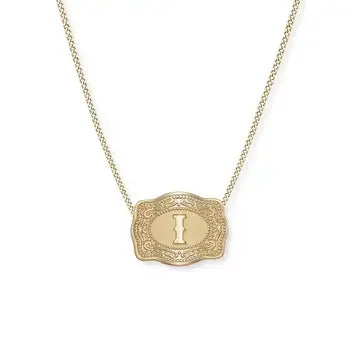 SpurWest Mini Belt Buckle Necklace (Initial) - Gold - High Call Outfitters