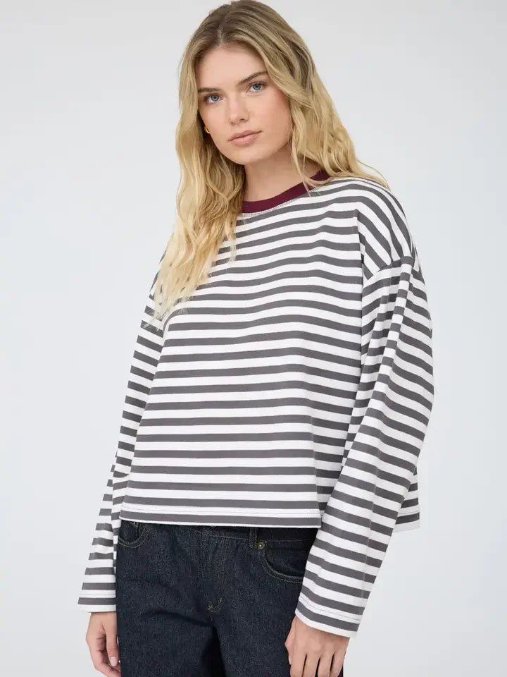 Color Block Stripe Long Sleeve Top