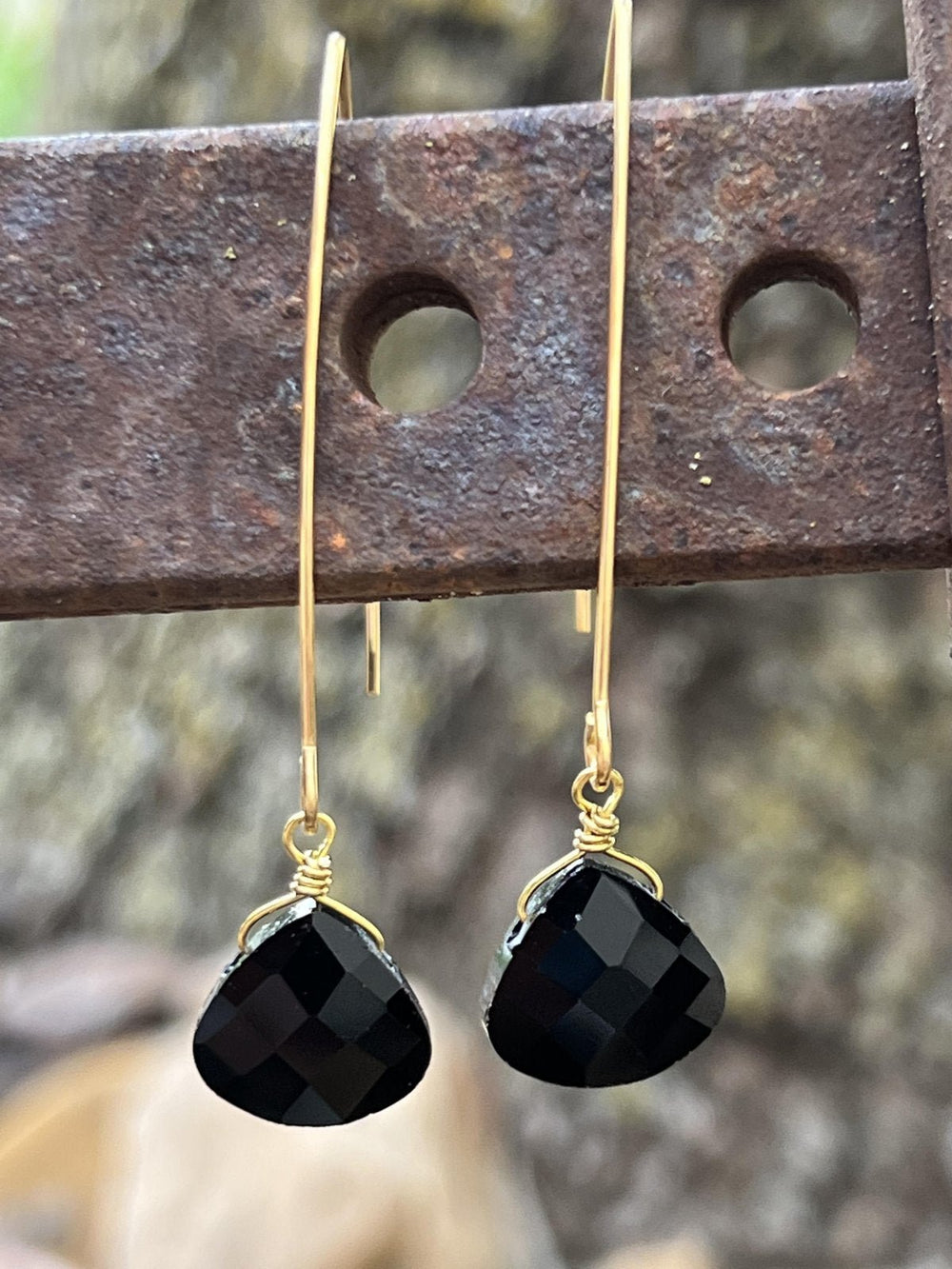 Faceted crystal briolette on elongated V - hook Earring from Julio - High Call Outfitters