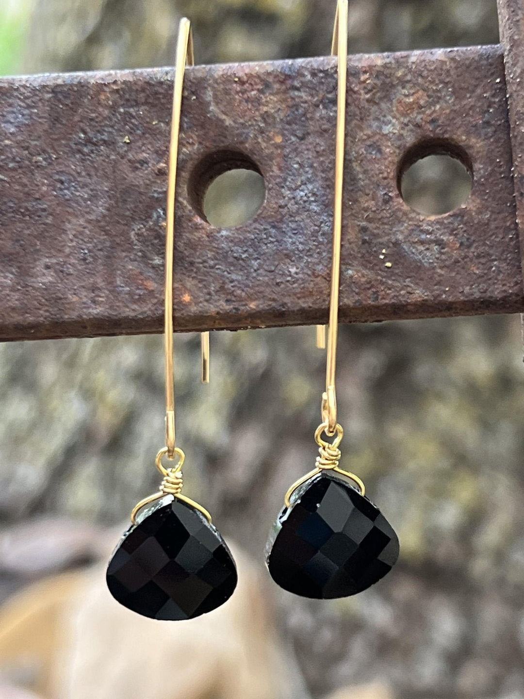 Faceted crystal briolette on elongated V - hook Earring from Julio - High Call Outfitters