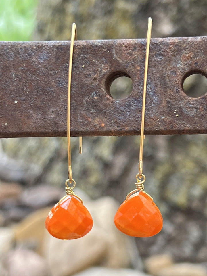 Faceted crystal briolette on elongated V - hook Earring from Julio - High Call Outfitters