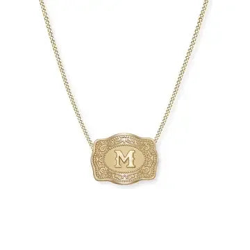 SpurWest Mini Belt Buckle Necklace (Initial) - Gold - High Call Outfitters