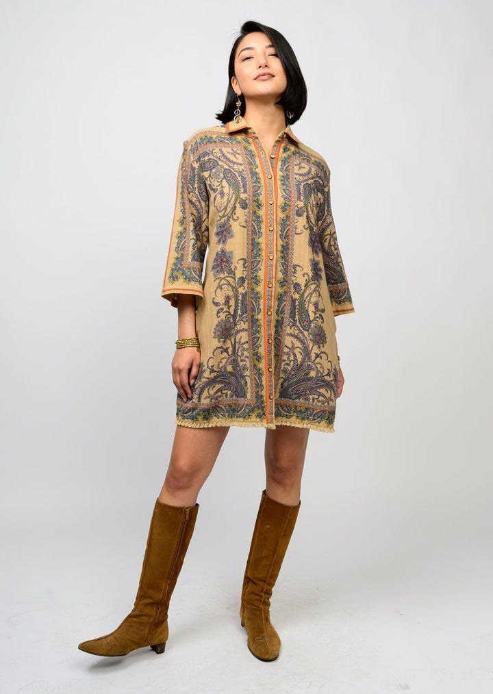Paisley Boarder Shirt Dress from Uncle Frank - High Call Outfitters