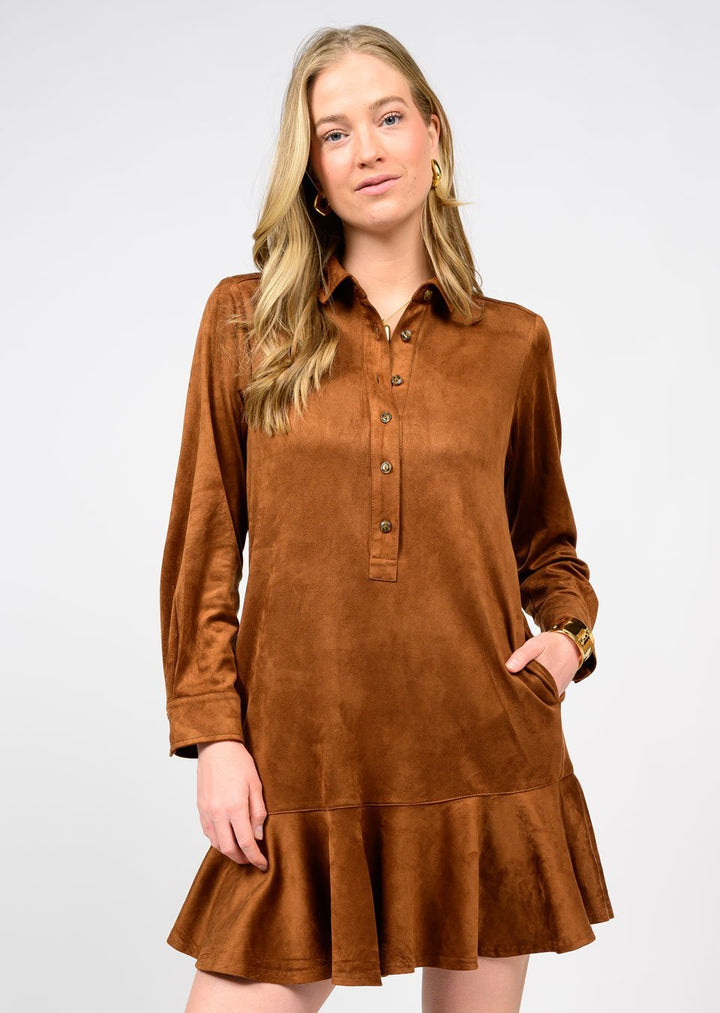 Suede Swing Shirt Dress from Uncle Frank - High Call Outfitters
