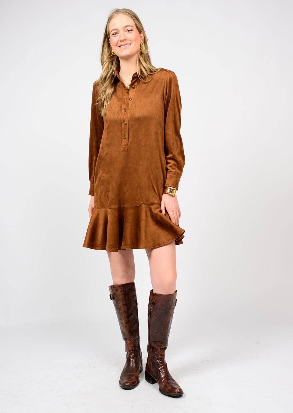 Suede Swing Shirt Dress from Uncle Frank - High Call Outfitters