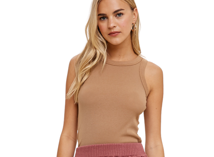 Crew Neck Ribbed Tank Top