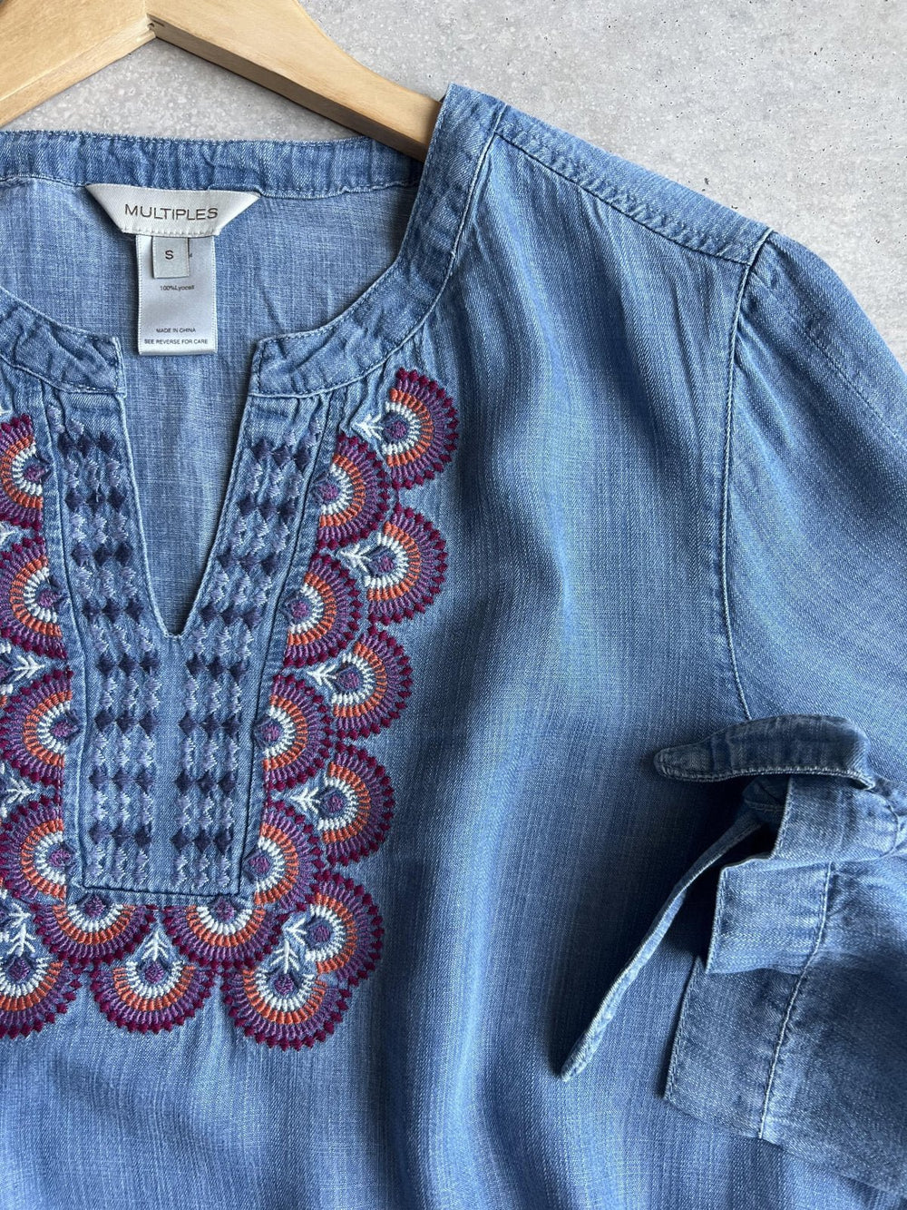 3/4 Sleeve Embroidered Top from Multiples - High Call Outfitters