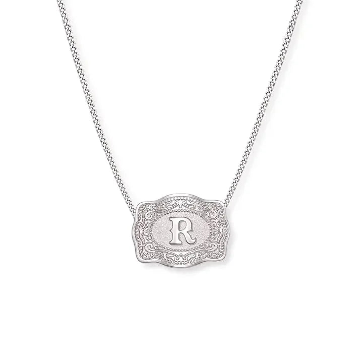 SpurWest Mini Belt Buckle Necklace (Initial) - Silver